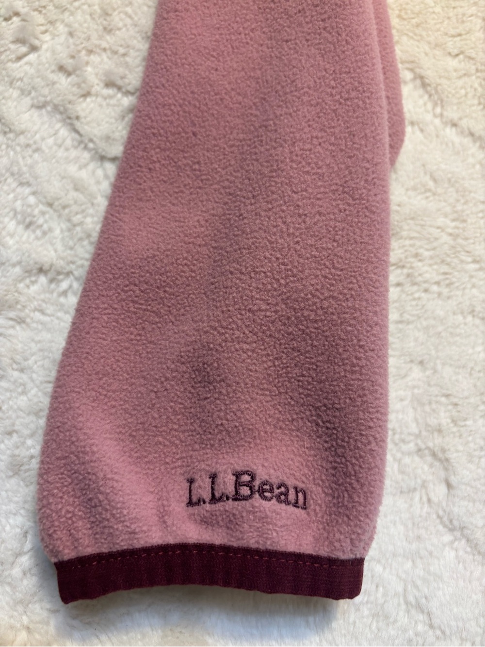 L.L. Bean Fleece Pullover Large 2-Tone Burgundy Trim Cozy Repreve Polyester Soft - Picture 11 of 16